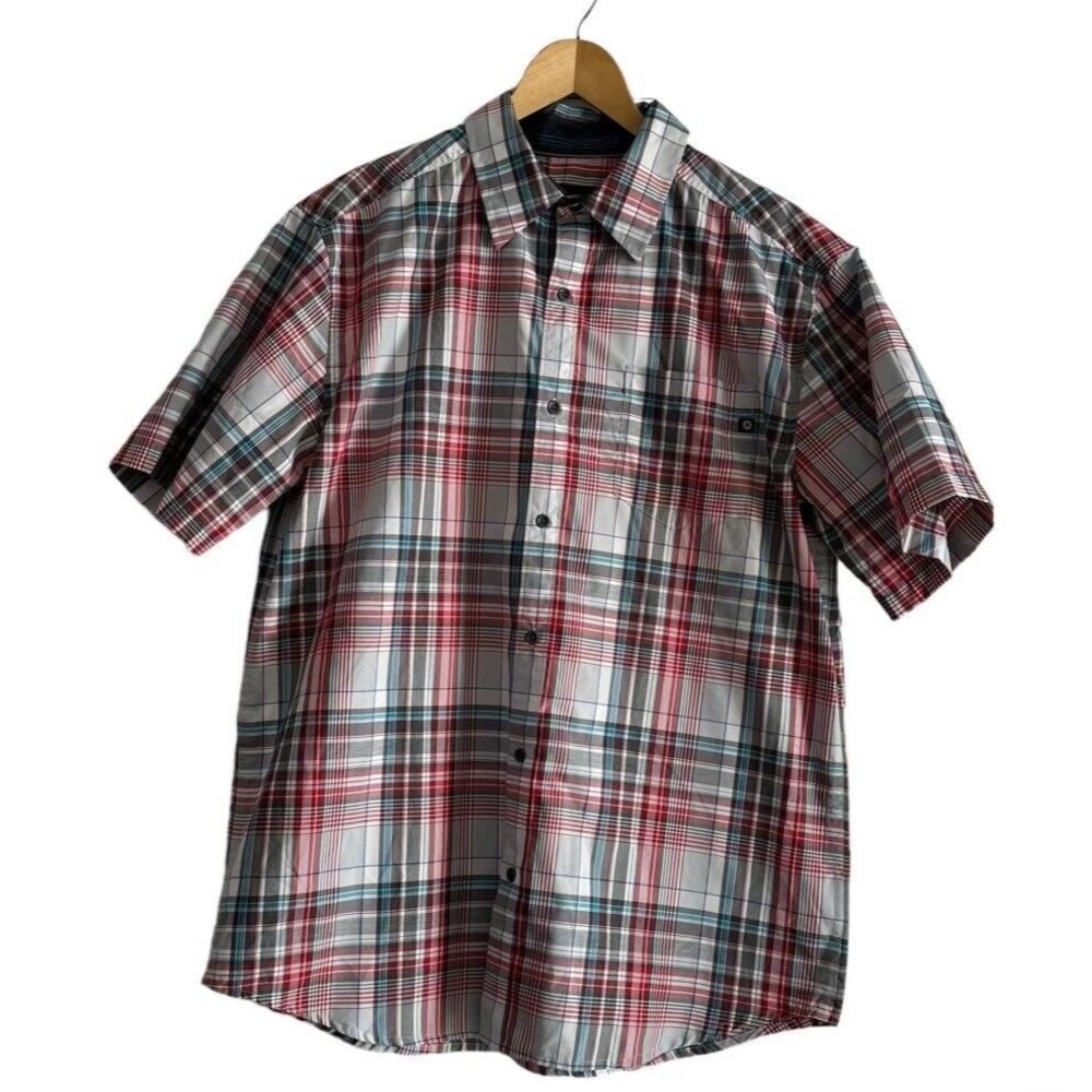 Marmot Shirt Adult Large Red Plaid Short Sleeve Button Down Casual Mens